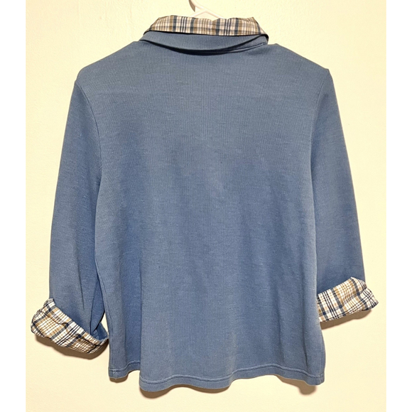 Rebecca Malone Lightweight Sweater Womens Large Petite Blue Layered 1/4 Zip - Picture 2 of 3